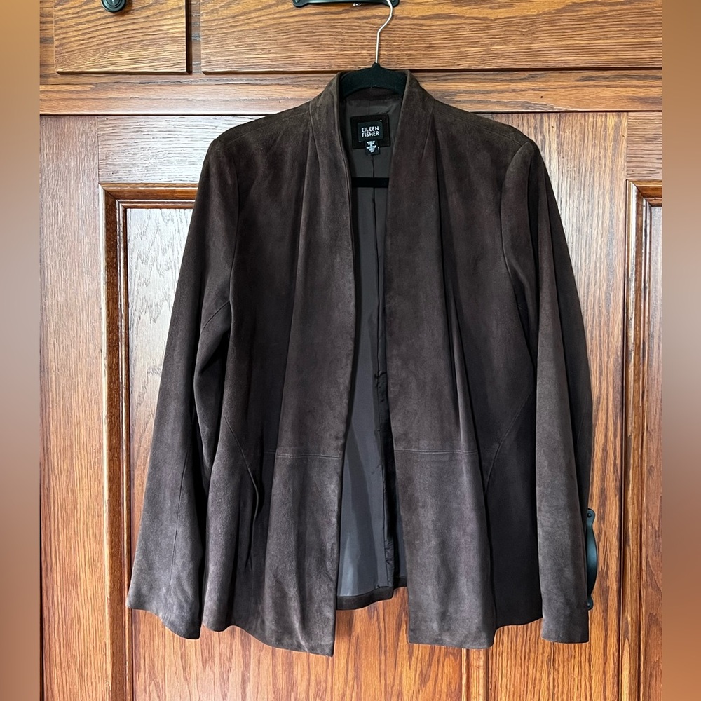 Chocolate brown suede Eileen Fisher jacket sz. M